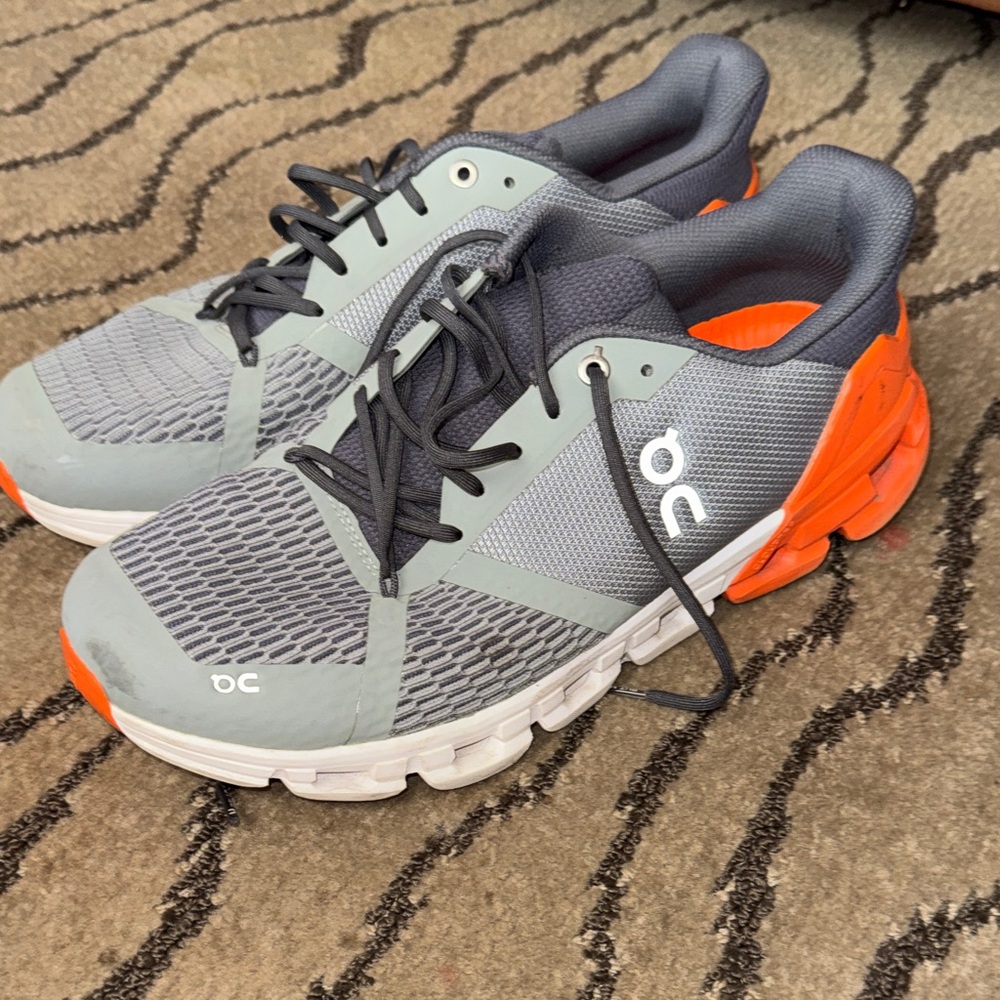 On Running Men's Athletic Shoes in Gray and Orange